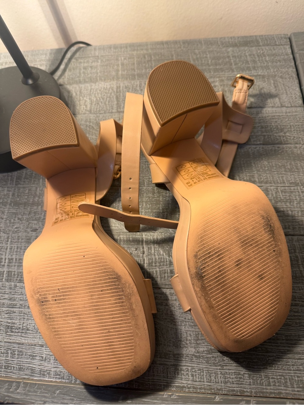 Platform Block Heel Sandals in Nude - Picture 4 of 6